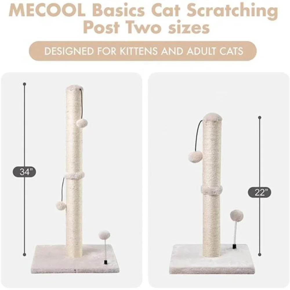 34” Tall Cat Scratching Post Premium Basics Kitten Scratcher Sisal Scratch Posts